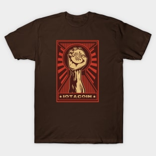 IOTA Coin: Propaganda style triumphant fist clutching a IOTA coin T-Shirt